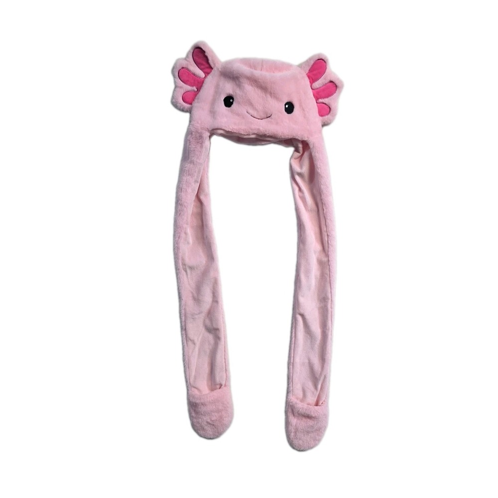 Pink Axolotl Hat with Long Scarf and Pockets
